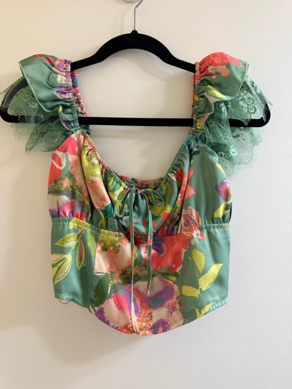 Evolutionary Floral Lace-Trim Corset Crop Top – NWT Size S - Picture 3 of 11